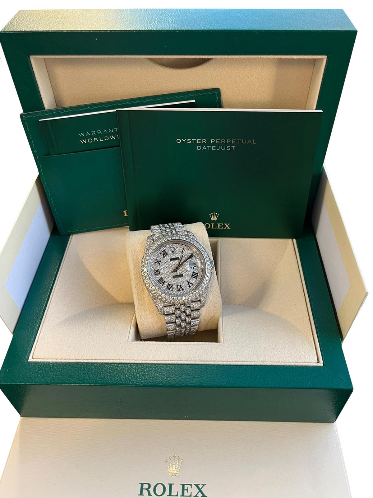 Modernist Rolex Datejust 41mm Iced Out Diamond Dial 14.75ct Jubilee Bracelet Watch 126300 For Sale