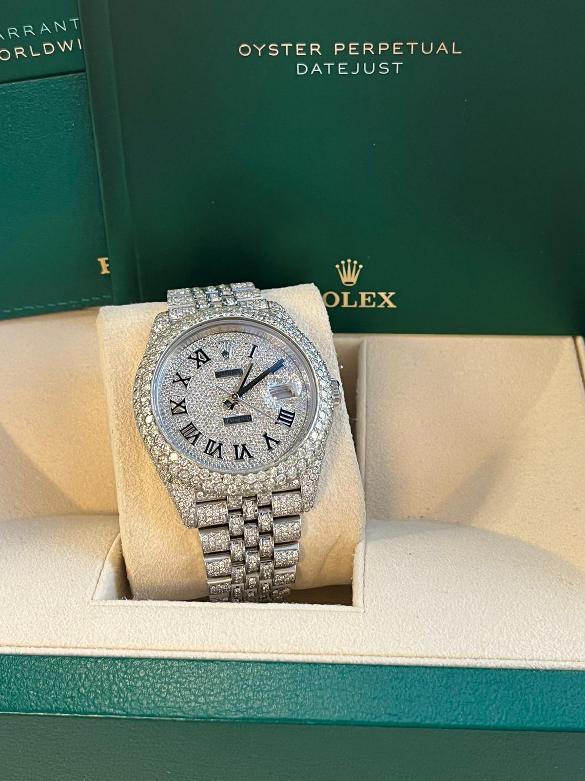Rolex Datejust 41mm Iced Out Diamond Dial 14.75ct Jubilee Bracelet Watch 126300 For Sale 2