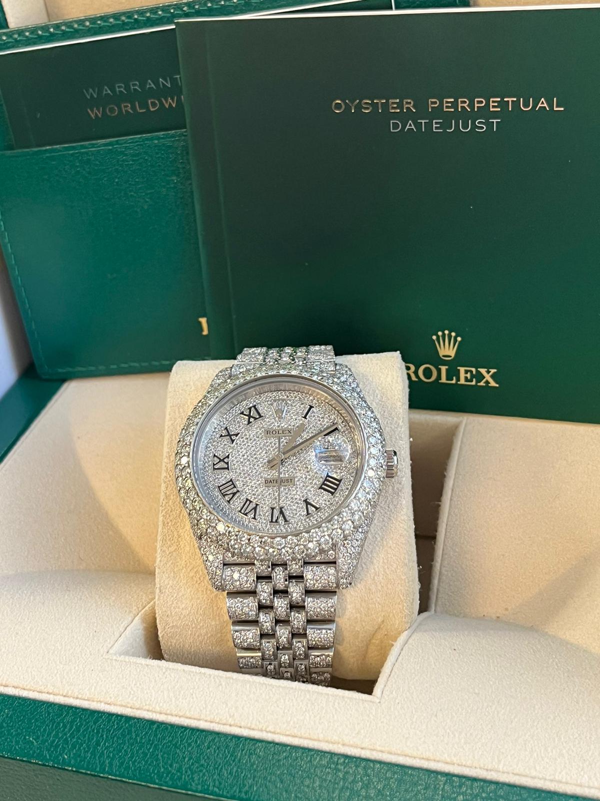 Rolex Datejust 41mm Iced Out Diamond Dial 14.75ct Jubilee Bracelet Watch 126300 For Sale 3