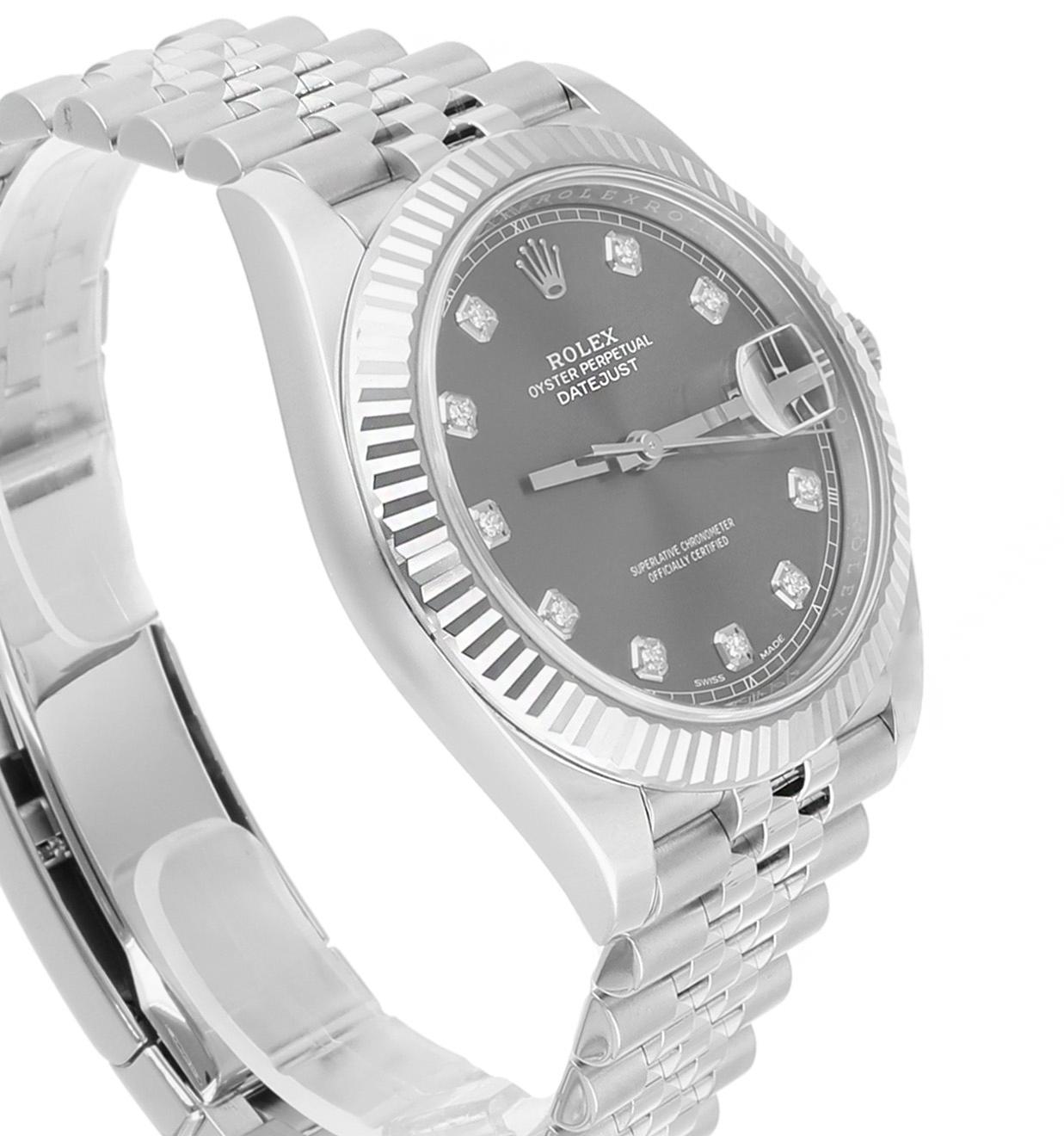 Rolex Datejust 41mm Jubilee Stainless Steel Watch Rhodium Diamond Dial 126334 For Sale 1