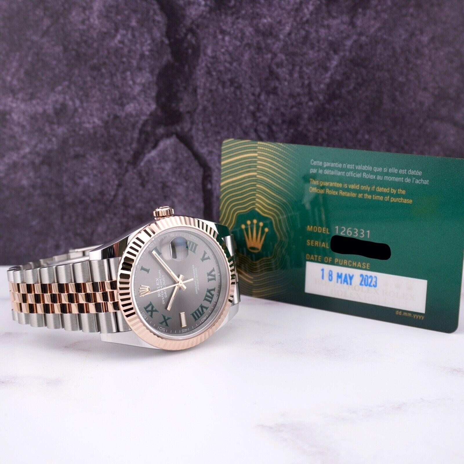 Rolex Datejust 41mm Jubiläum Wimbledon Zifferblatt 18k ROSE Gold geriffeltes Jubiläum 126331 6