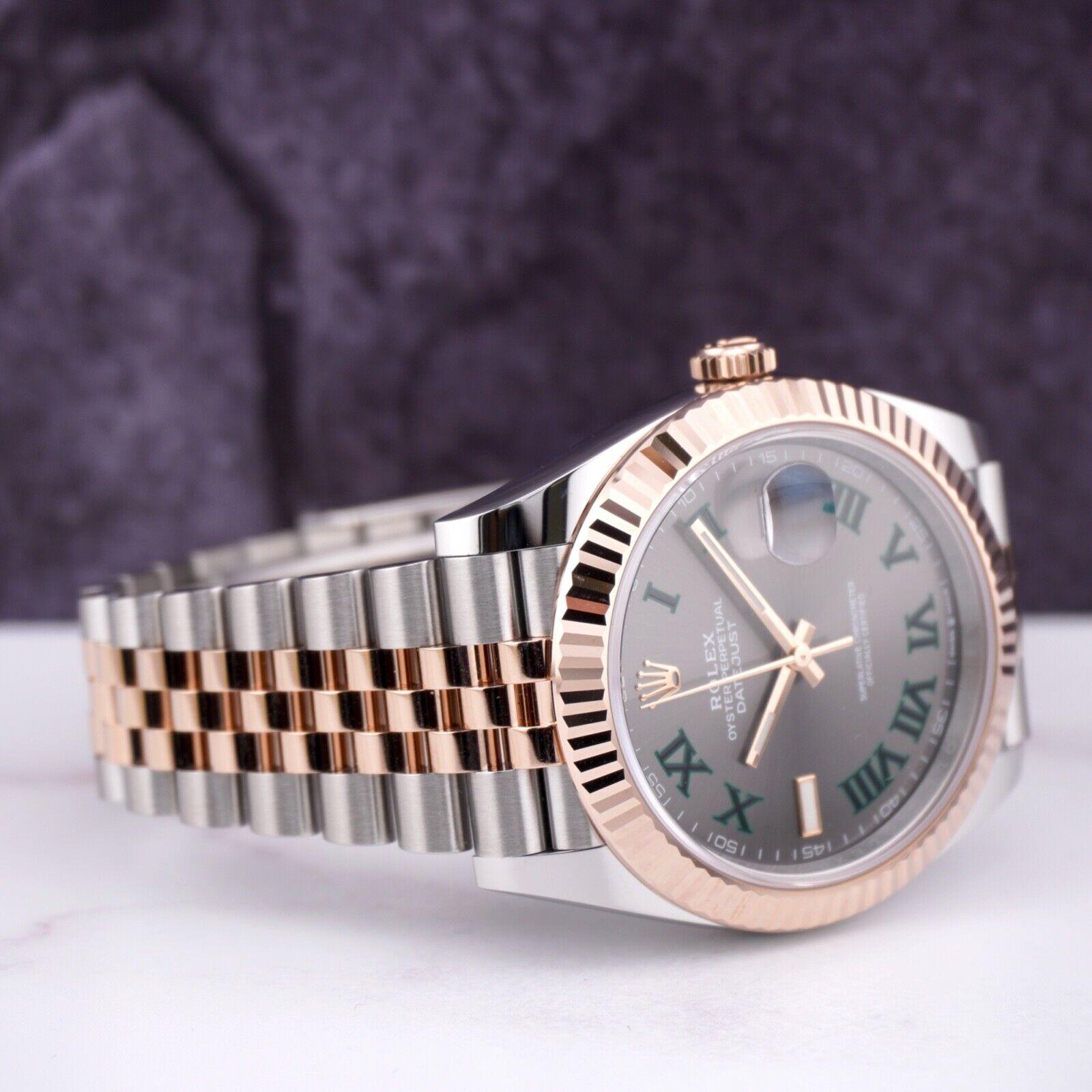 Rolex Datejust 41mm Jubiläum Wimbledon Zifferblatt 18k ROSE Gold geriffeltes Jubiläum 126331 im Zustand „Hervorragend“ in Pleasanton, CA