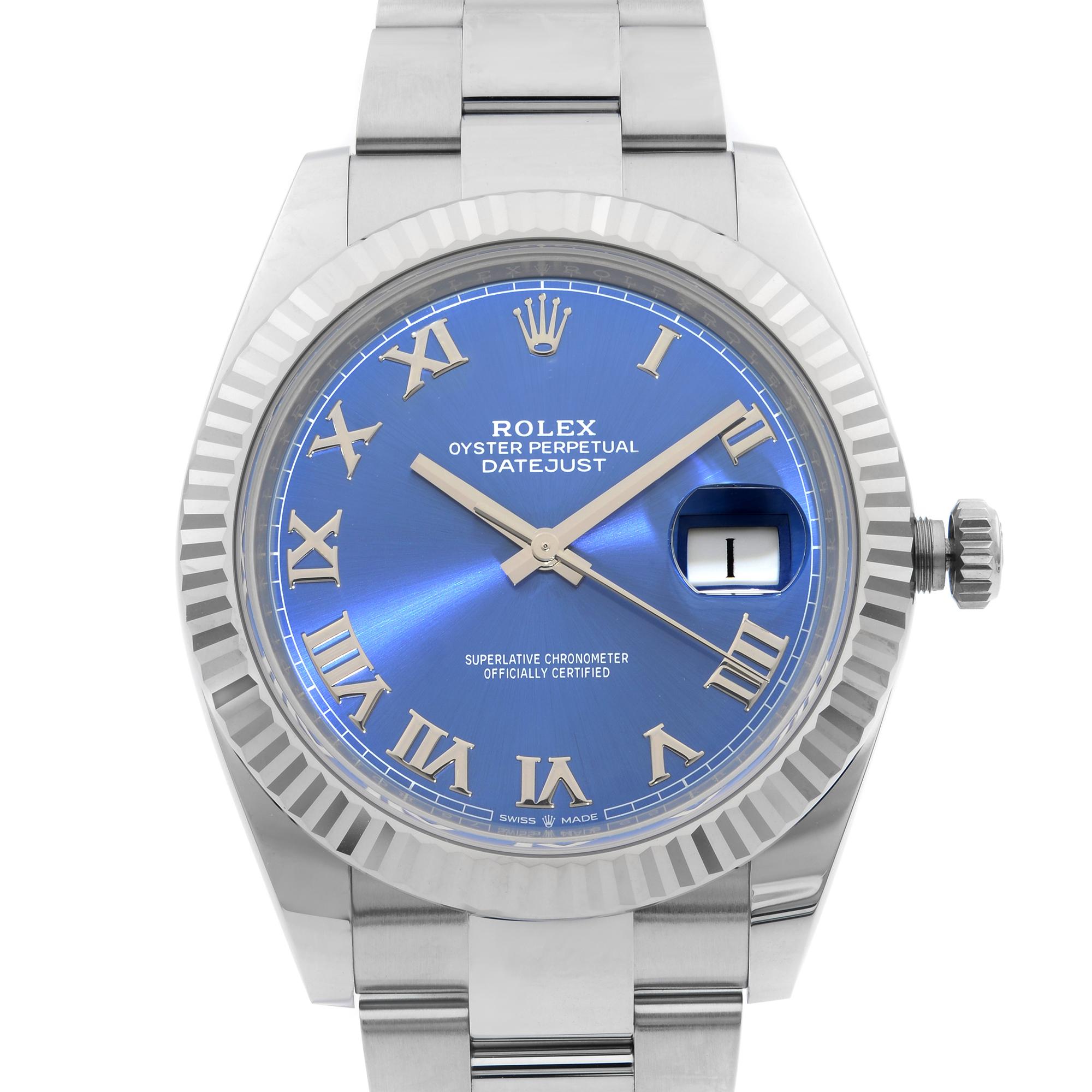 2019 card. Pre-owned  model Rolex Datejust 41 126334 is a beautiful men's timepiece that is powered by a mechanical (automatic) movement that is cased in a stainless steel case. It has a round shape face, date indicator dial, and has hand roman