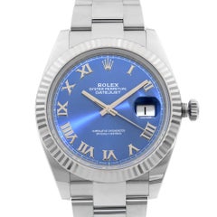 Rolex Datejust Oyster Band Steel 18K Gold Bezel Blue Dial Men Watch 126334