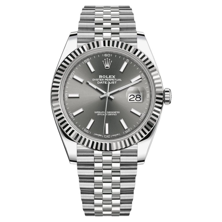 Rolex Datejust Rhodium Stick Oyster Jubilee Bracelet Automatic Watch 126334  For Sale at 1stDibs