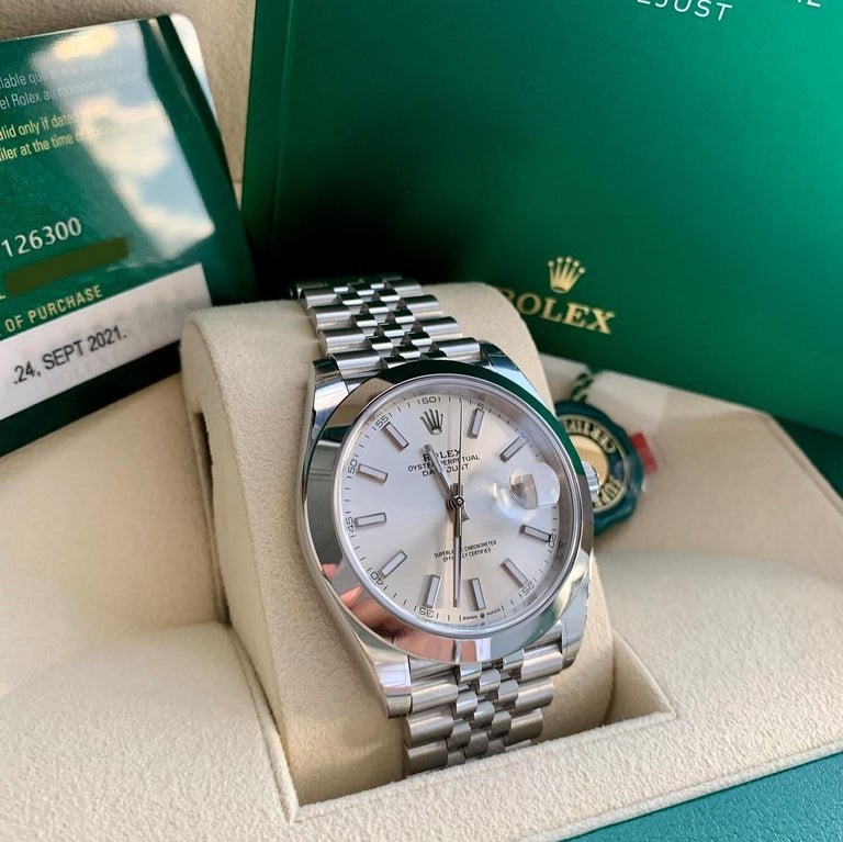 Rolex Datejust 41mm Smooth Silver Dial Jubilee 126300 Stainless 2021 ...
