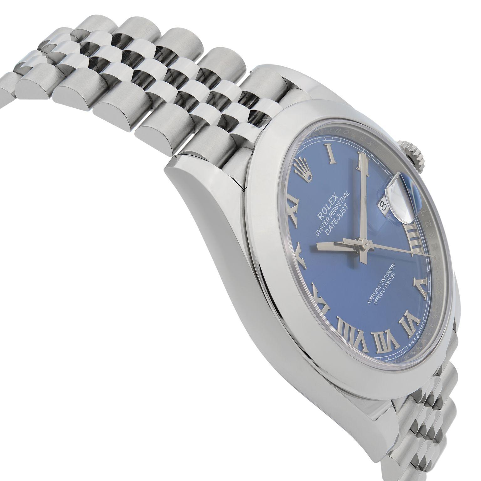 Rolex Datejust Stainless Steel Blue Roman Dial Automatic Mens Watch 126300 In New Condition In New York, NY