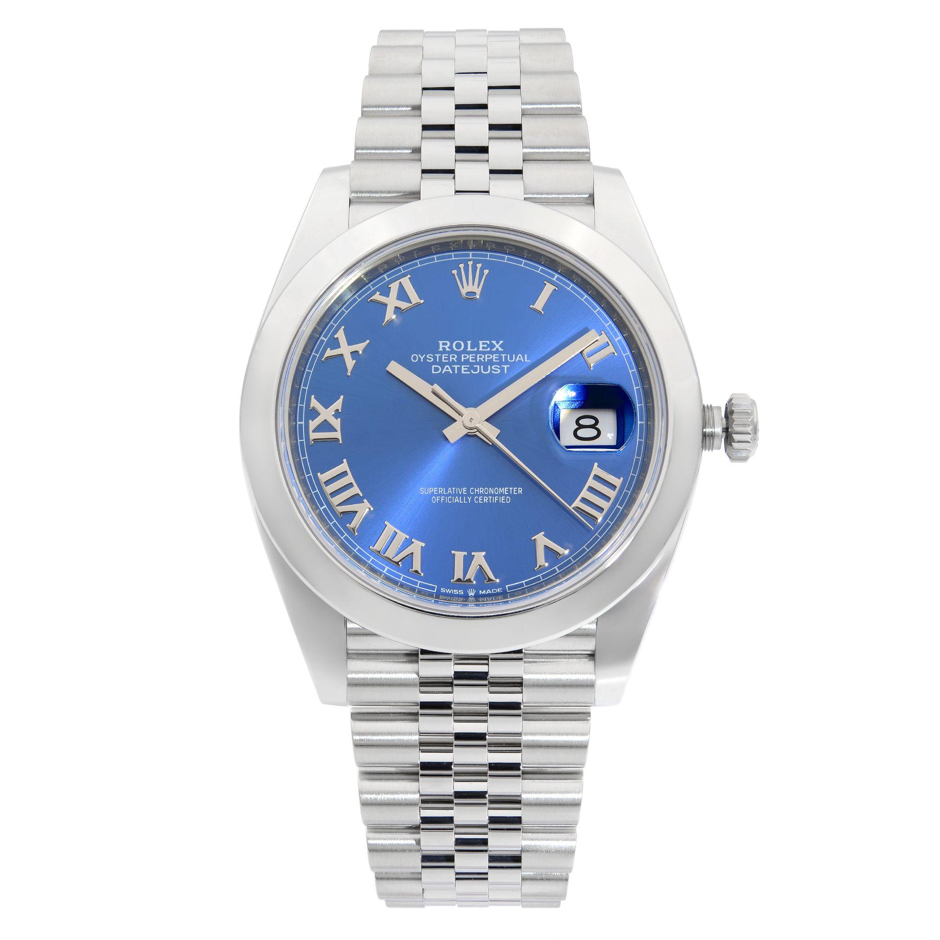 Rolex Datejust Stainless Steel Blue Roman Dial Automatic Mens Watch 126300