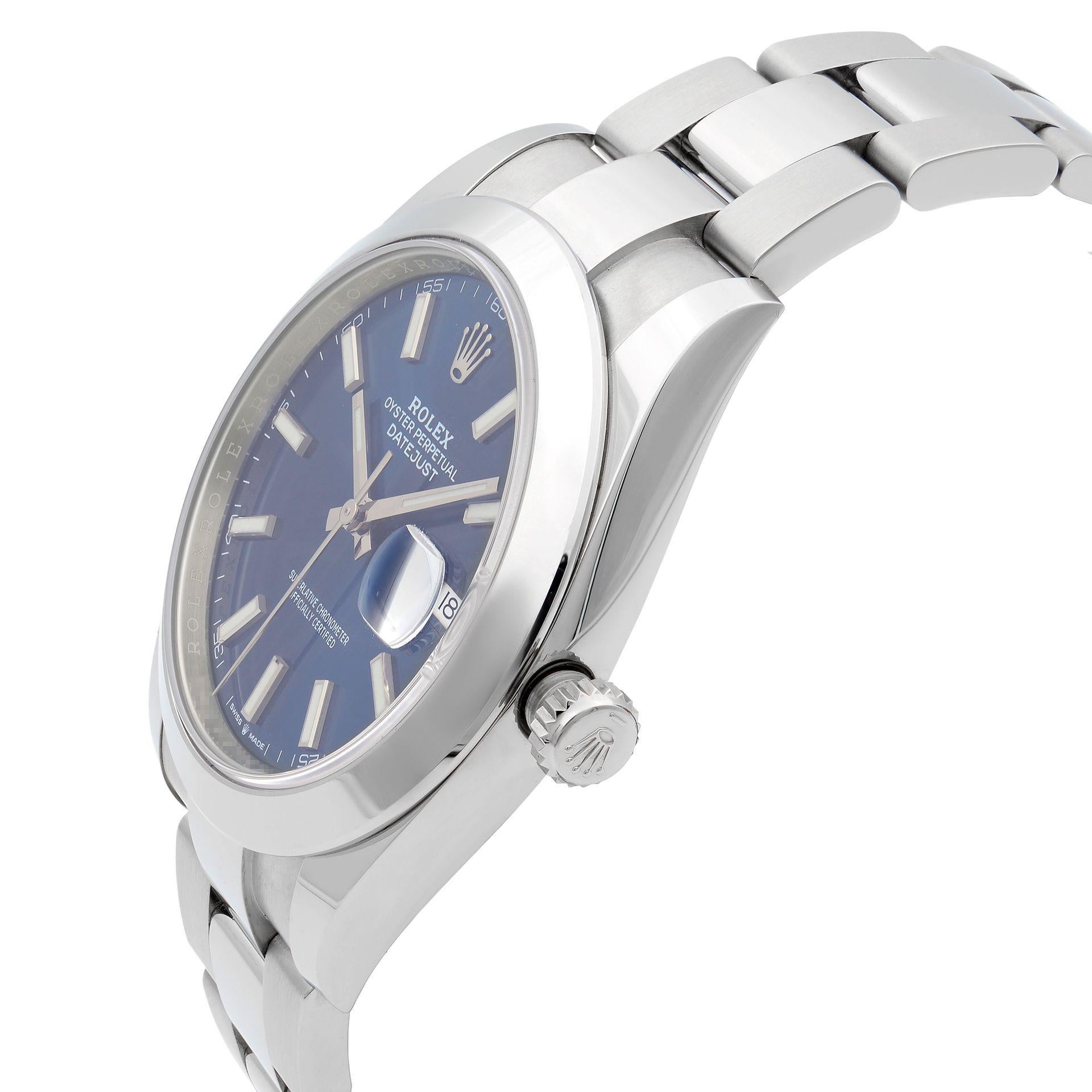 rolex men's datejust 41 blue dial stainless steel watch 126300blso