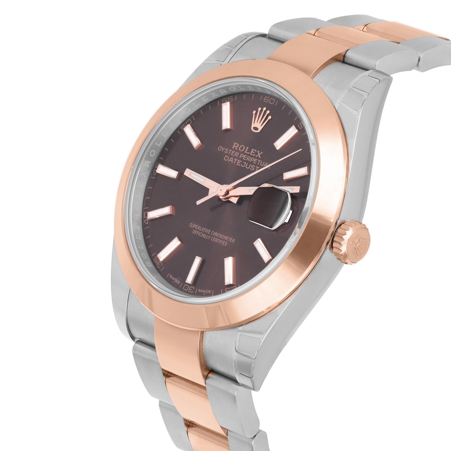 Moderne Rolex Datejust 41mm Acier inoxydable/Or rose Jubilee Montre Hommes STICKERS 126301 en vente