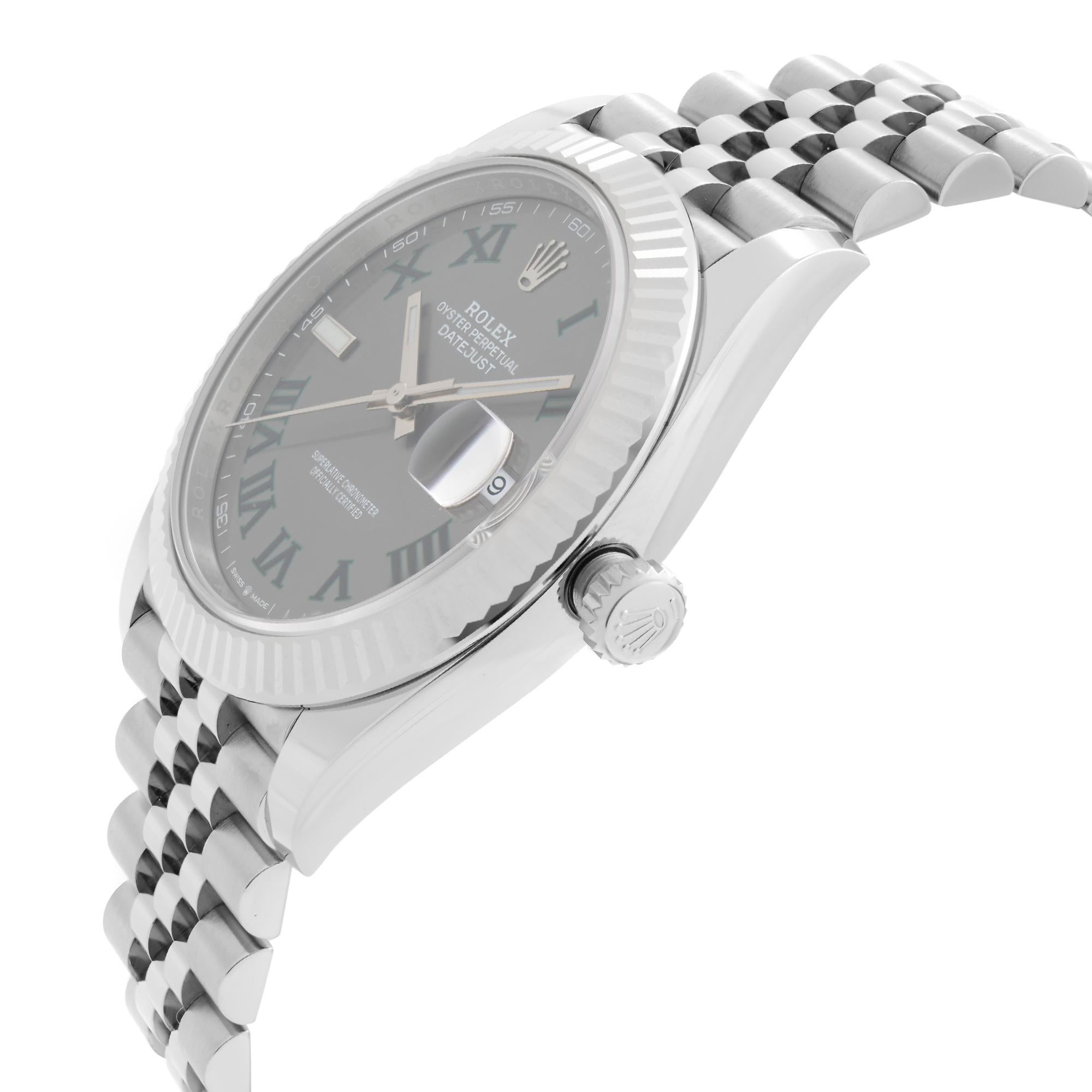 Rolex Datejust Steel 18K Gold Bezel Wimbledon Dial Mens Watch 126334GYRO In New Condition In New York, NY