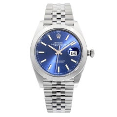 Rolex Datejust 41mm Steel Blue Index Dial Jubilee Smooth Automatic Watch 126300