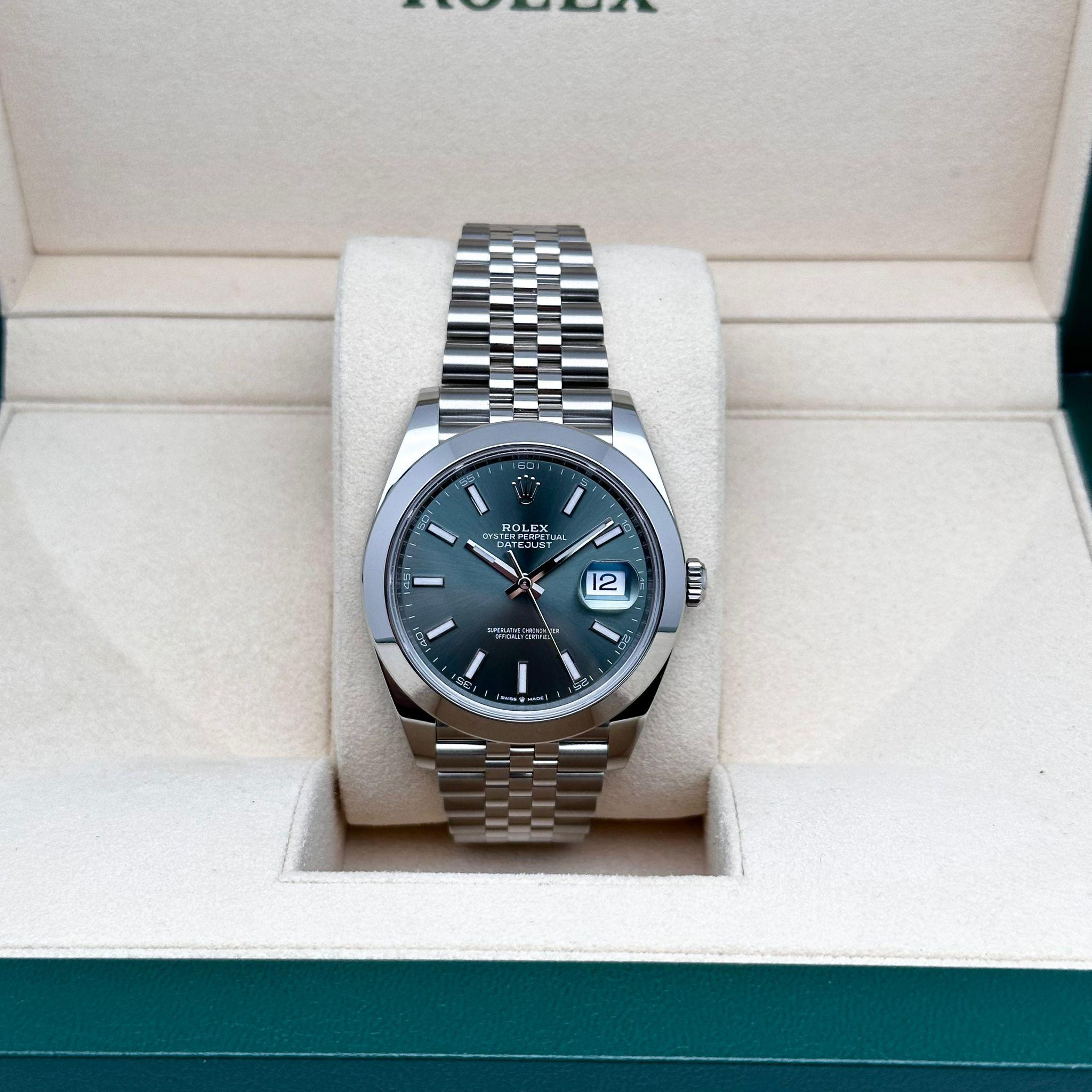 rolex datejust mint green