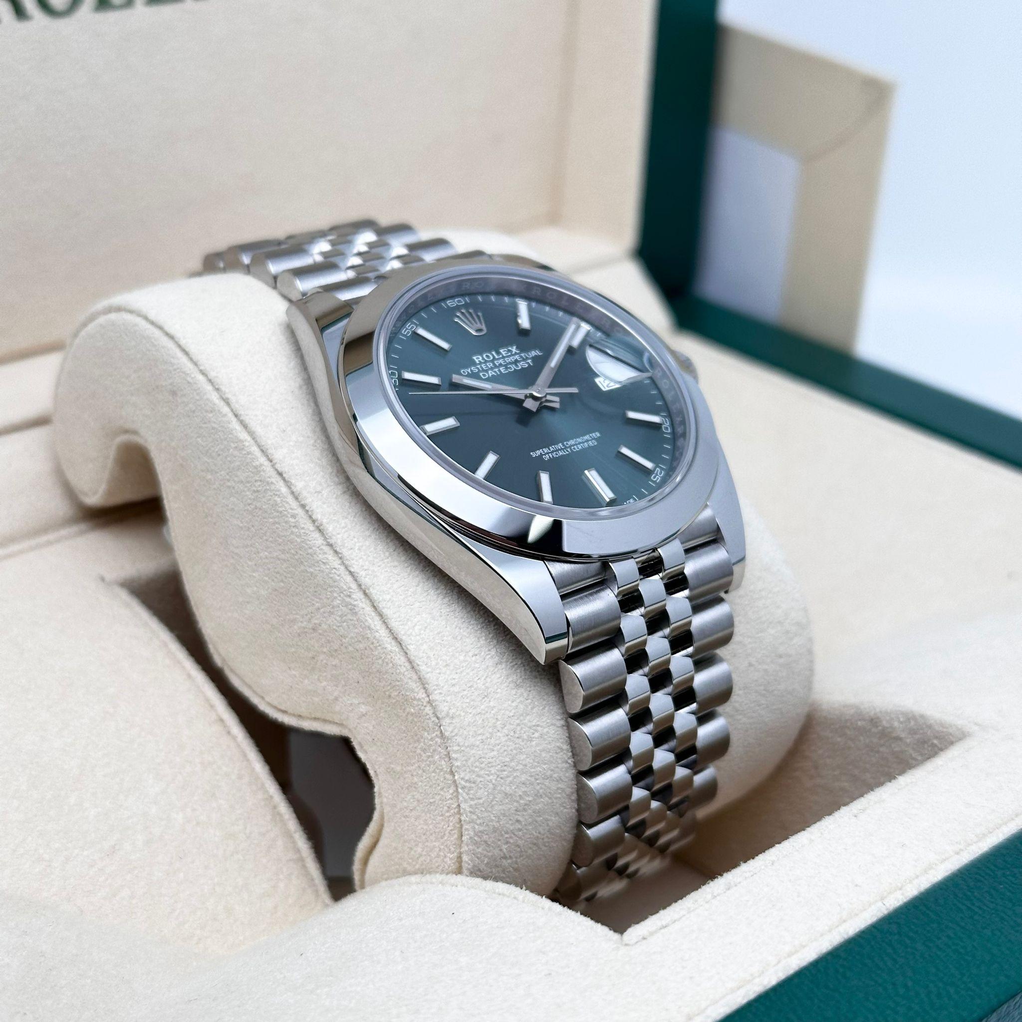 Men's Rolex Datejust 41mm Steel Mint Green Dial Automatic Mens Watch 126300 Unworn For Sale