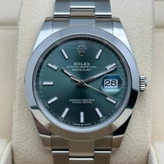 Rolex Datejust 41mm Steel Mint Green Dial Oyster Watch B&P 126300