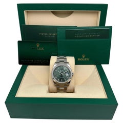 Rolex Datejust 41mm Steel Mint Green Dial Oyster Watch B&P 126300