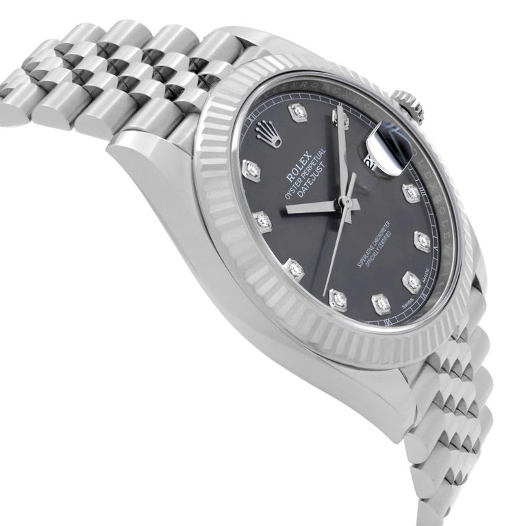 Men's Rolex Datejust Steel Rhodium Diamond Dial Automatic Mens Watch 126334 For Sale