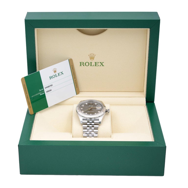 Rolex Datejust Steel Rhodium Diamond Dial Automatic Mens Watch 126334 For Sale 3