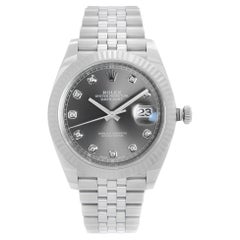Rolex Datejust Steel Rhodium Diamond Dial Automatic Mens Watch 126334
