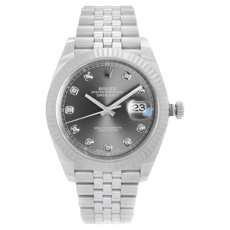 Rolex Datejust Steel Rhodium Diamond Dial Automatic Mens Watch 126334 For Sale