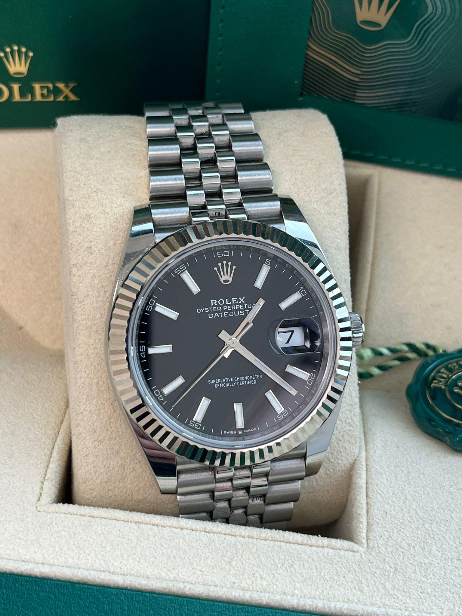 Rolex Datejust 41mm Steel White Gold Black Dial Jubilee Mens Watch 126334 For Sale 5
