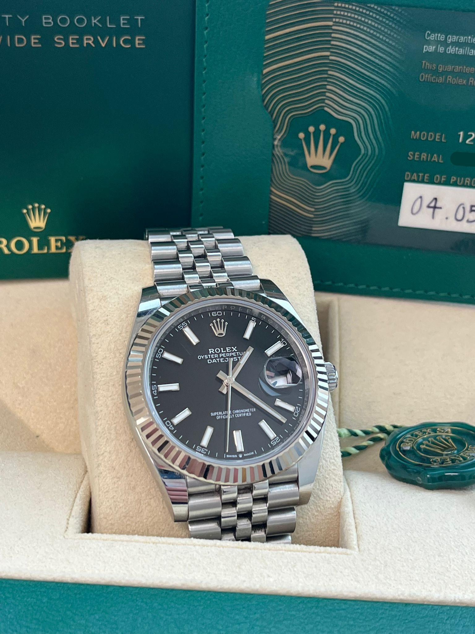 Rolex Datejust 41mm Steel White Gold Black Dial Jubilee Mens Watch 126334 For Sale 7