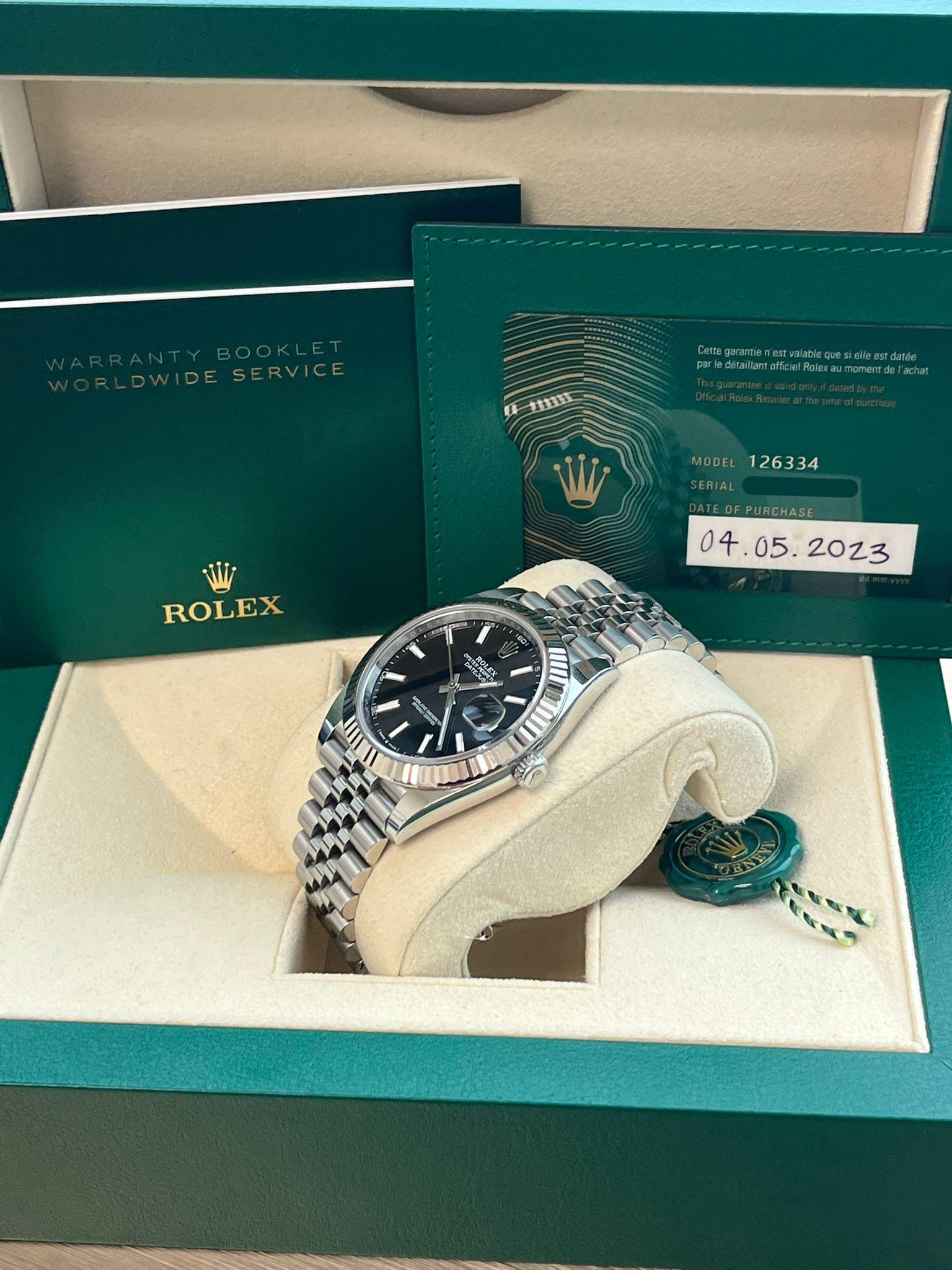 Rolex Datejust 41mm Steel White Gold Black Dial Jubilee Mens Watch 126334 For Sale 10