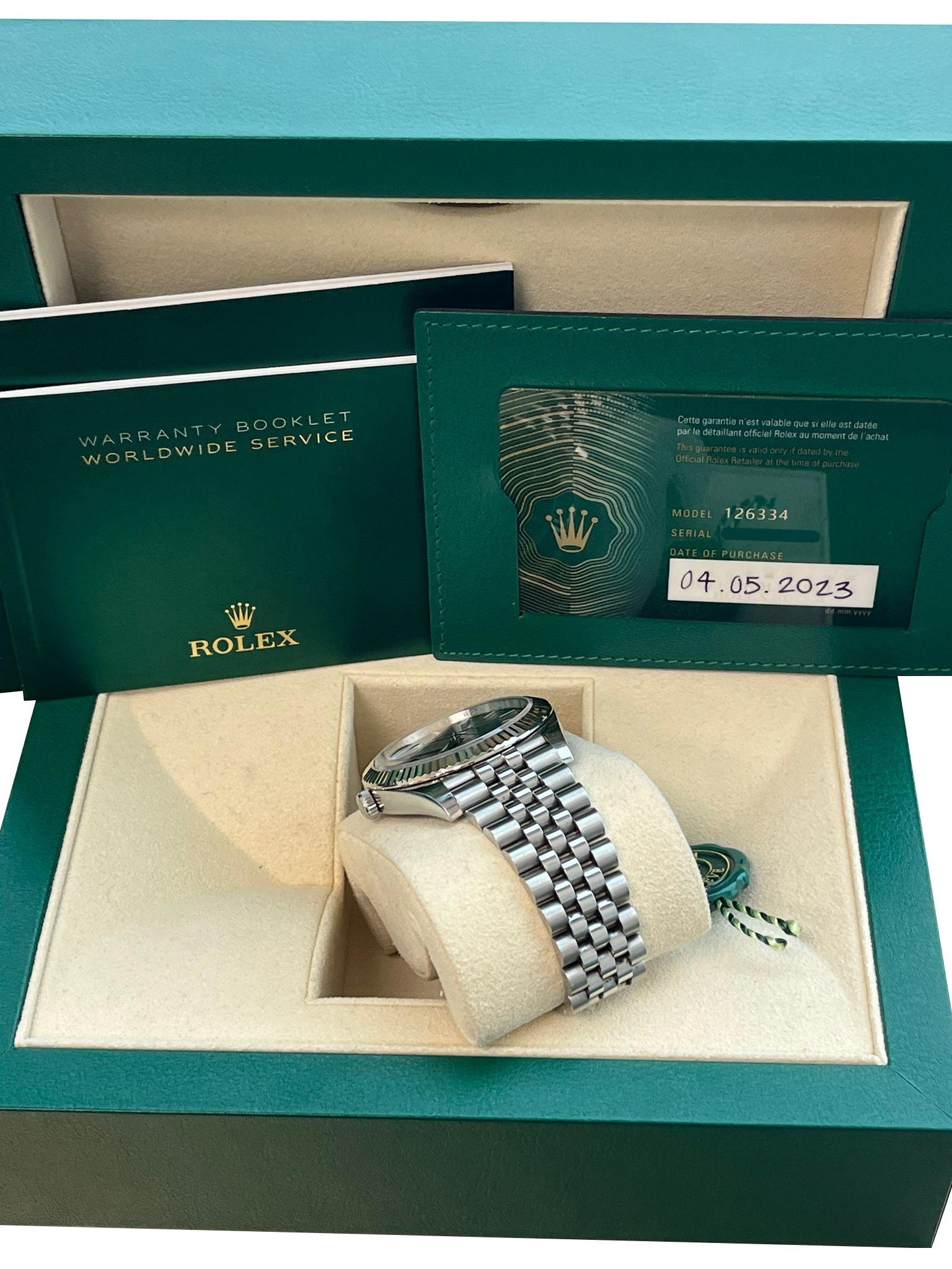 Rolex Datejust 41mm Steel White Gold Black Dial Jubilee Mens Watch 126334 For Sale 11