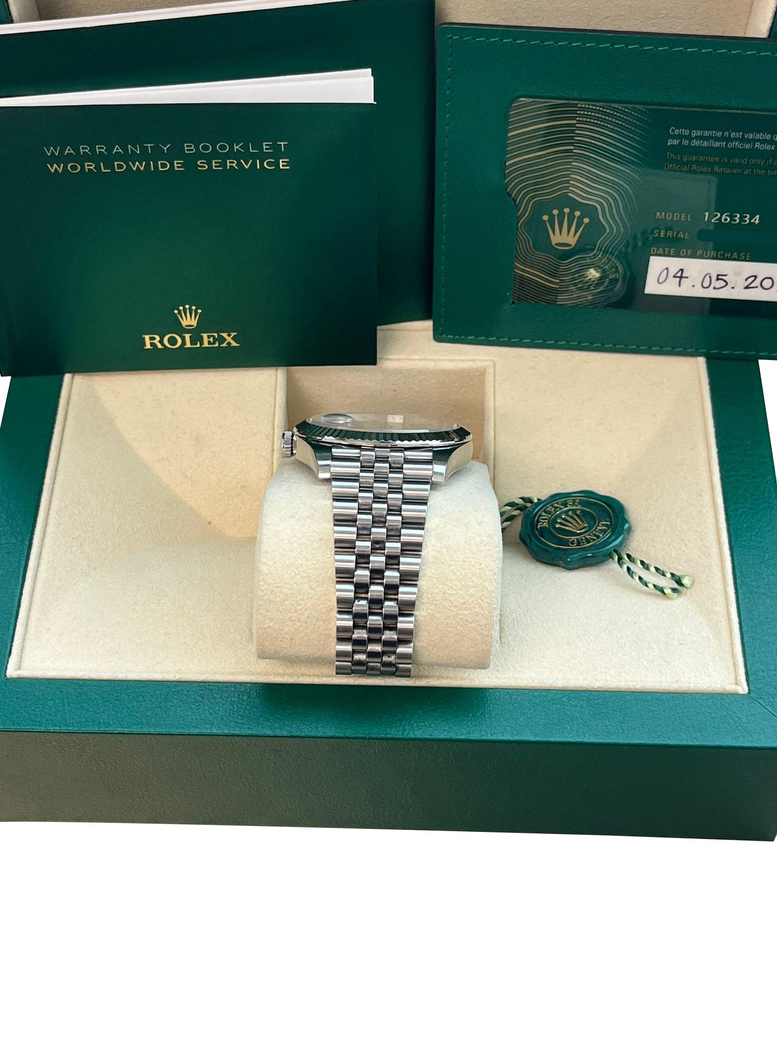 Rolex Datejust 41mm Steel White Gold Black Dial Jubilee Mens Watch 126334 For Sale 12