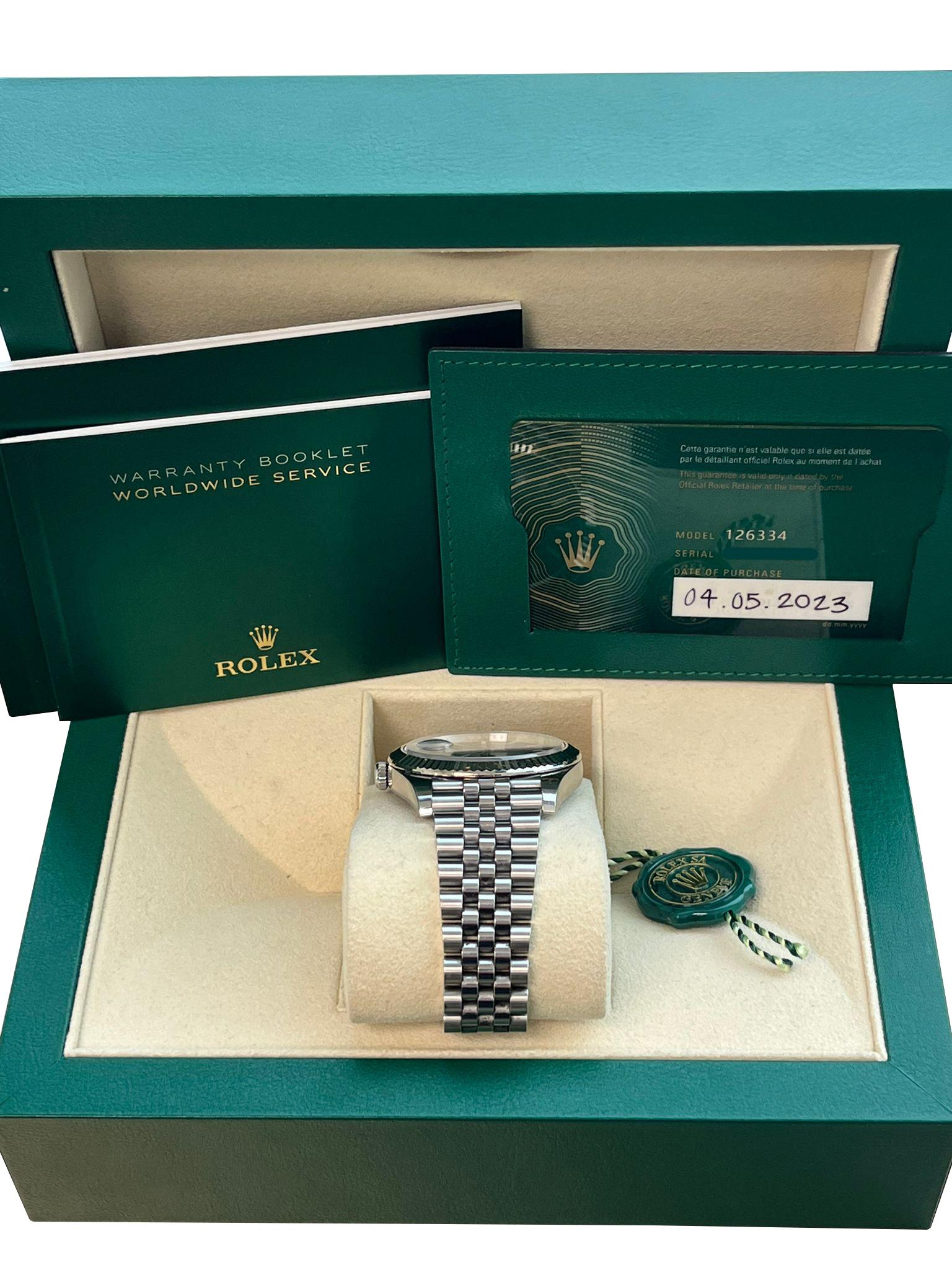 Rolex Datejust 41mm Steel White Gold Black Dial Jubilee Mens Watch 126334 For Sale 13