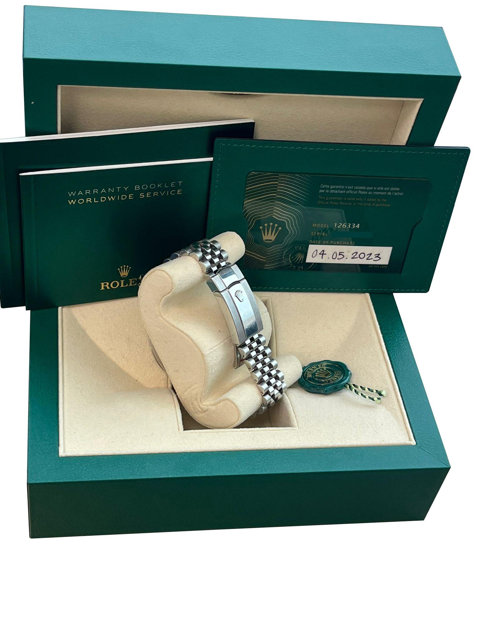 Rolex Datejust 41mm Steel White Gold Black Dial Jubilee Mens Watch 126334 For Sale 14