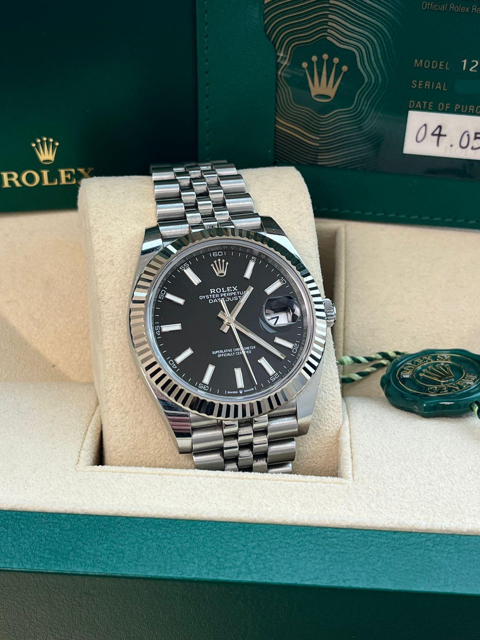 Rolex Datejust 41mm Steel White Gold Black Dial Jubilee Mens Watch 126334 For Sale 1