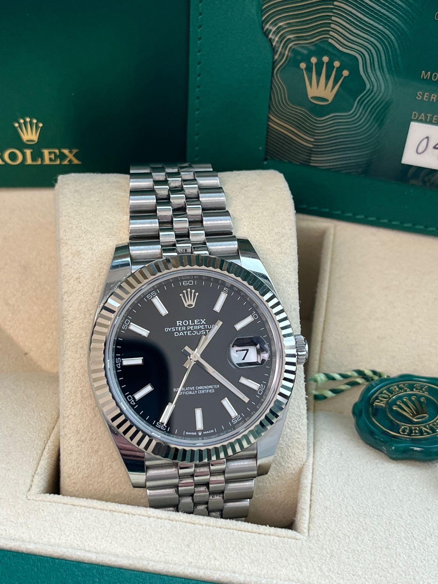 Rolex Datejust 41mm Steel White Gold Black Dial Jubilee Mens Watch 126334 For Sale 2