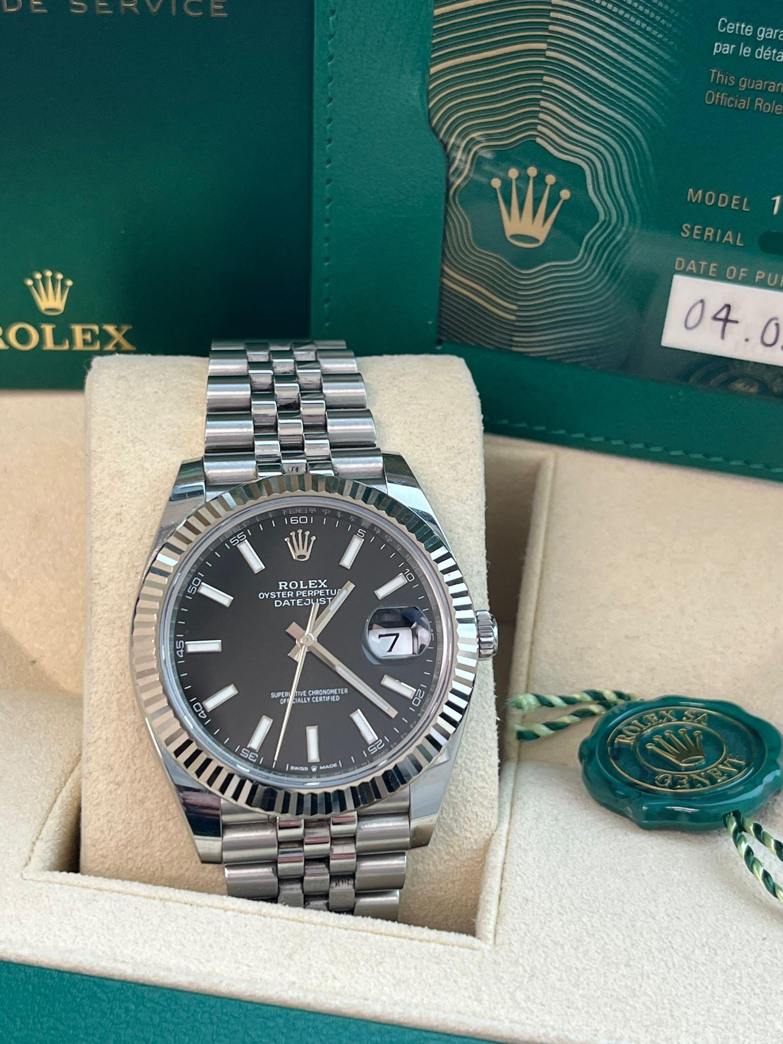 Rolex Datejust 41mm Steel White Gold Black Dial Jubilee Mens Watch 126334 For Sale 3