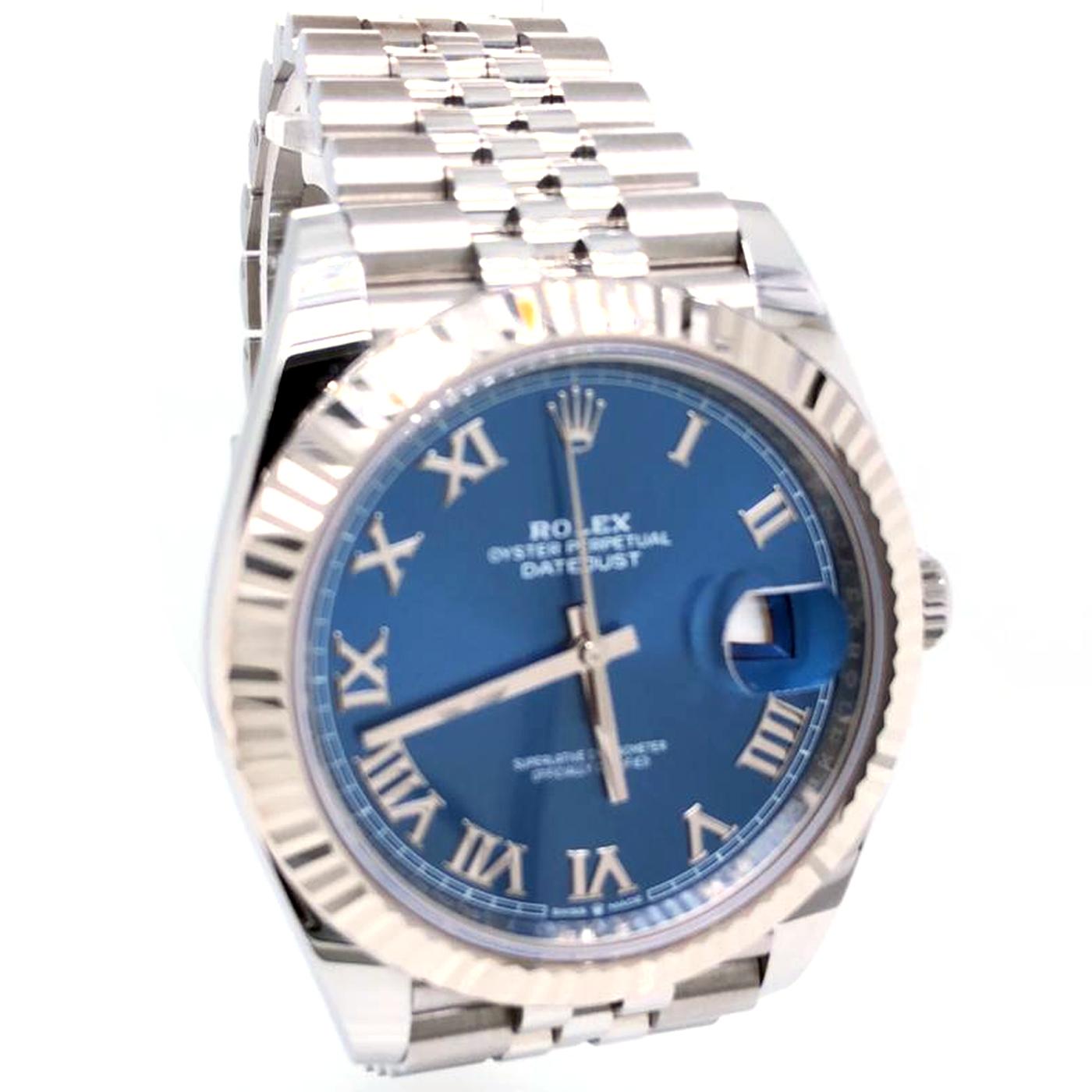 Rolex Datejust Steel White Gold Blue Roman Dial Jubilee Bracelet 126334 3
