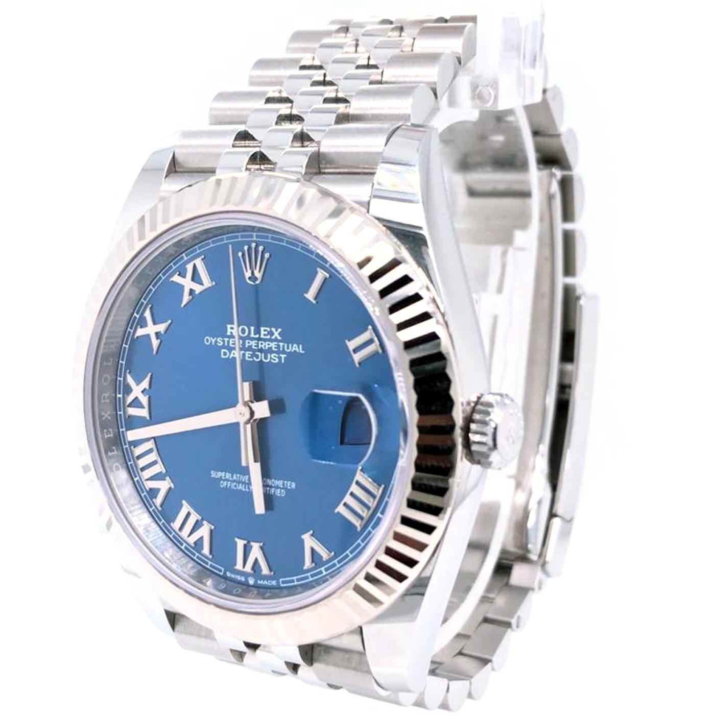 Rolex Datejust Steel White Gold Blue Roman Dial Jubilee Bracelet 126334 1