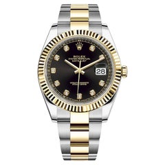 Rolex Datejust Steel Yellow Gold Black Diamond Dial Oyster Men Watch 126333
