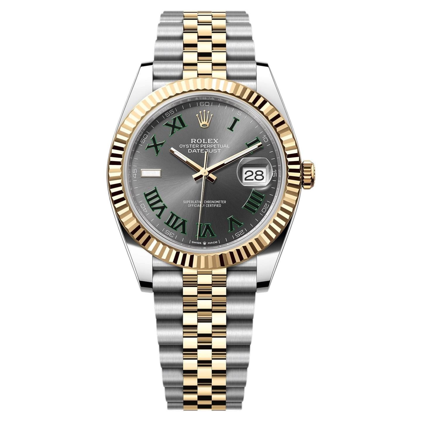 Rolex Datejust 41mm Steel Yellow Gold Steel Wimbledon Dial Mens Watch 126333 For Sale