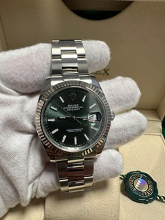 Rolex Datejust 41mm Stick grün geriffelt Oyster Armband neu & ungetragen 126334 Uhr