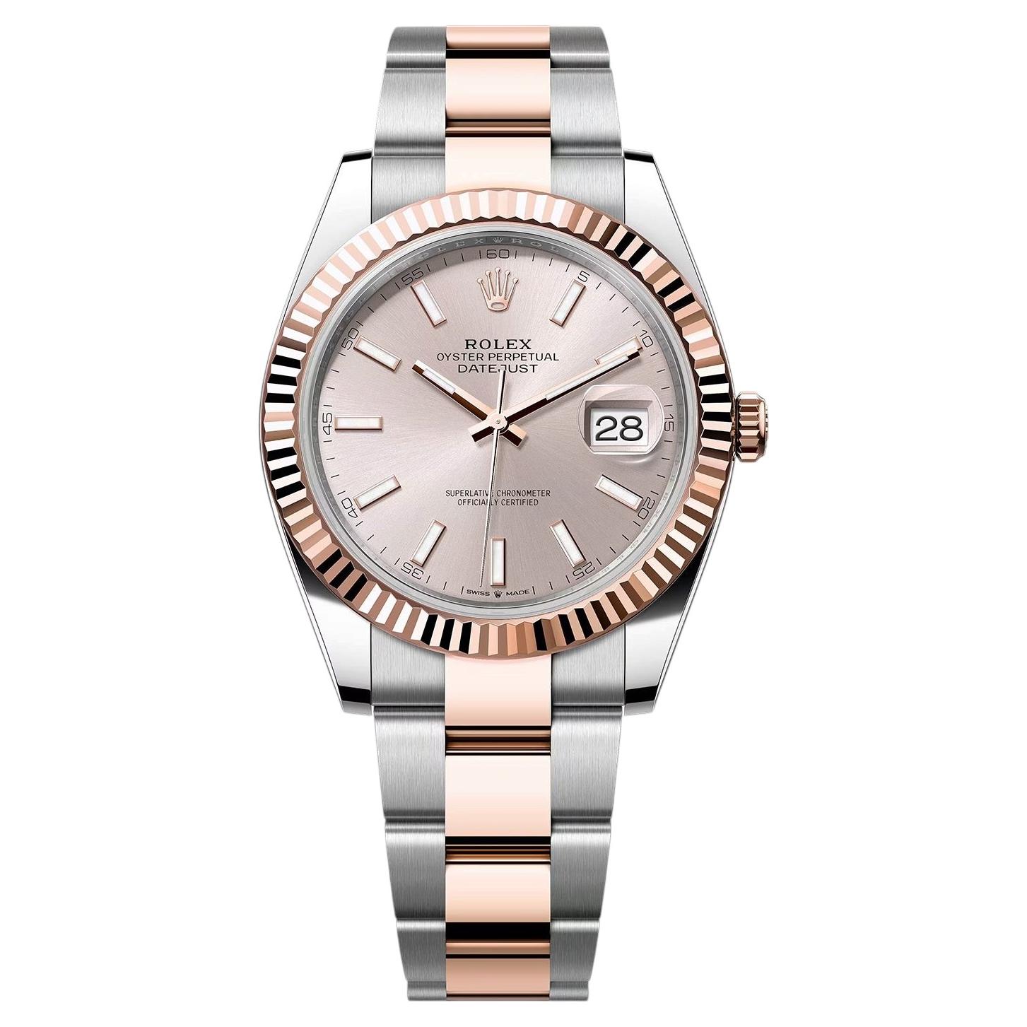 Rolex Datejust 41mm Sundust Dial Two-Tone Everose Gold Fluted Bezel Watch 126331 For Sale