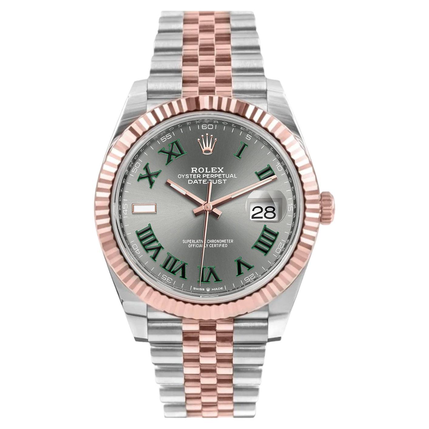 Rolex Datejust 41 Rose Gold and Stainless Steel Wimbledon Dial Jubilee 126331 For Sale at 1stDibs