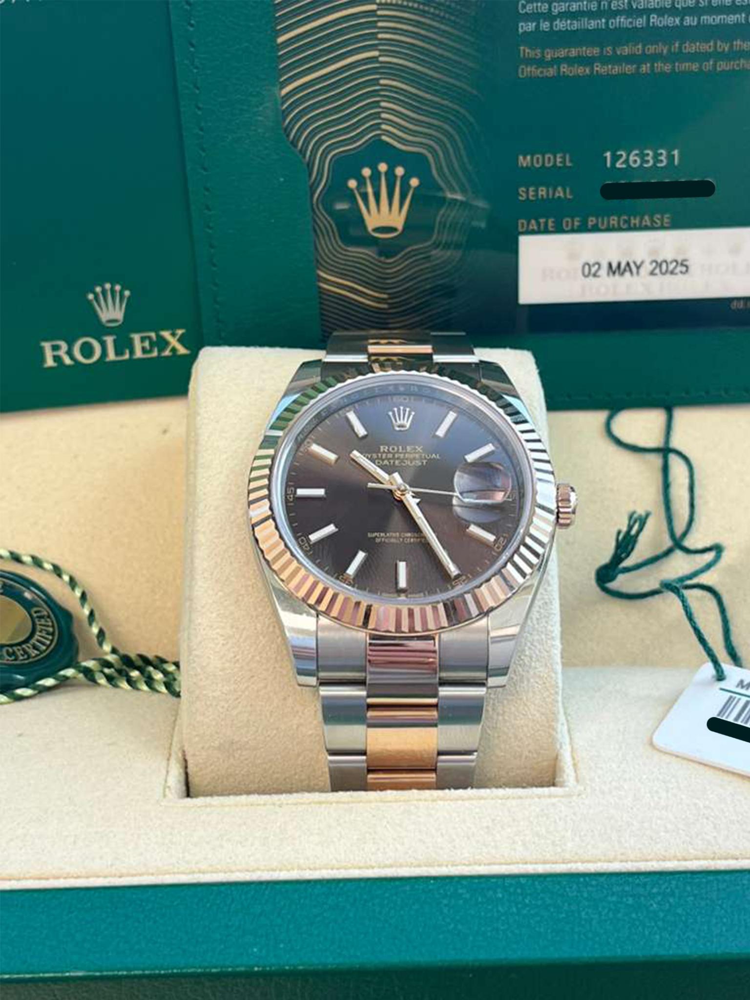 Reloj Rolex Datejust 41 mm Oro rosa bicolor Oystersteel Esfera chocolate 126331 en venta 5