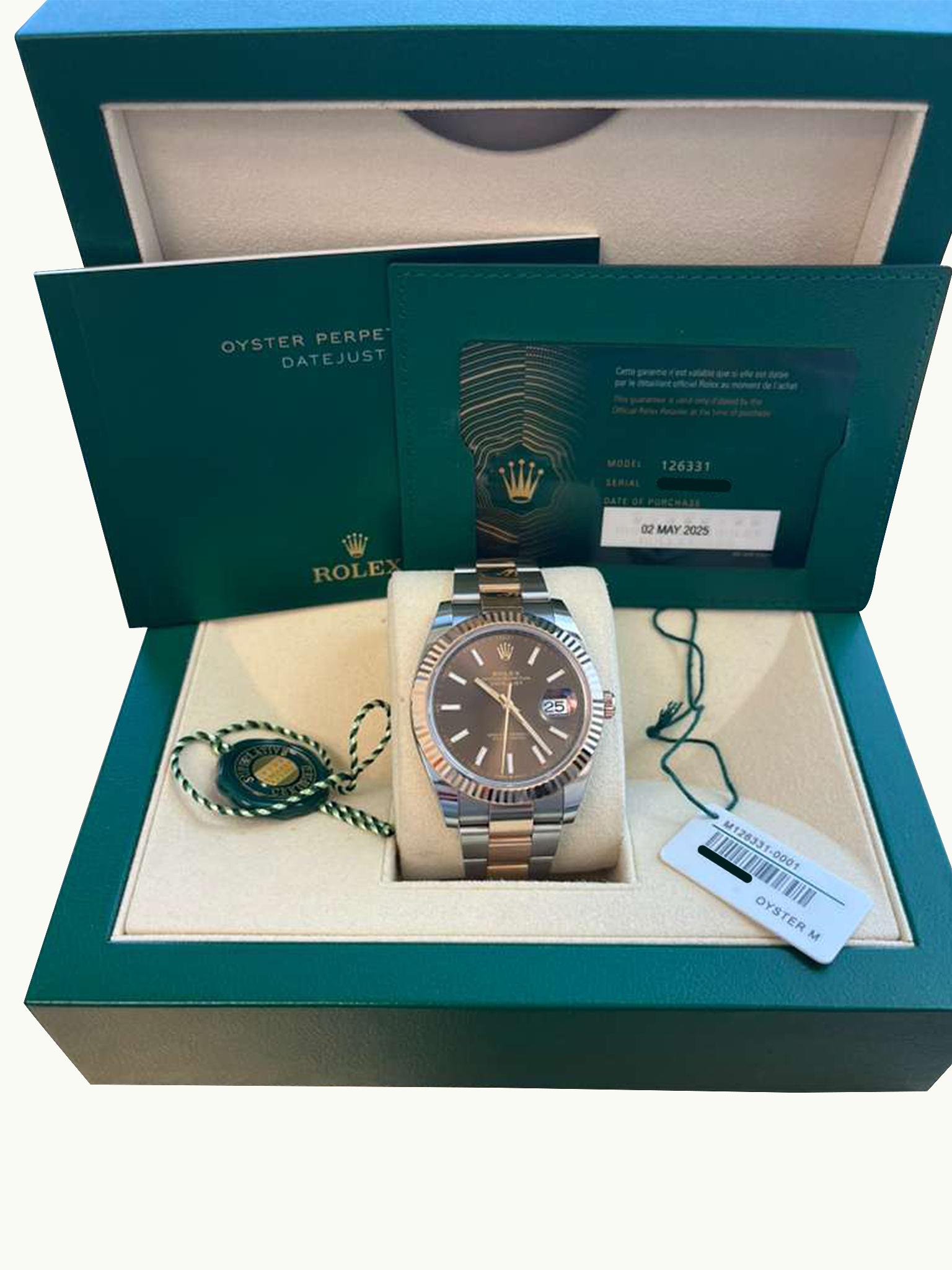 Reloj Rolex Datejust 41 mm Oro rosa bicolor Oystersteel Esfera chocolate 126331 Modernista en venta
