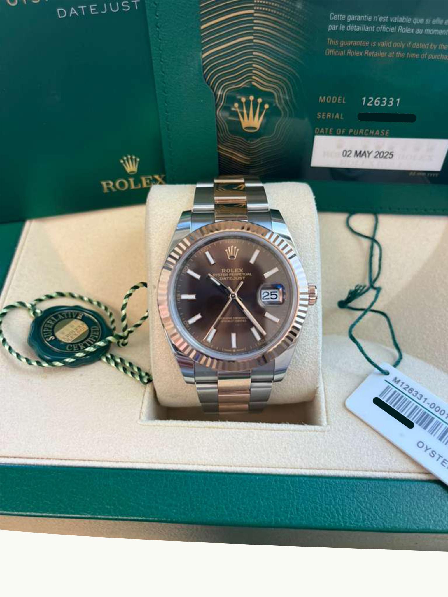 Reloj Rolex Datejust 41 mm Oro rosa bicolor Oystersteel Esfera chocolate 126331 en venta 2