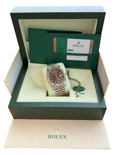 Rolex Datejust 41mm Two-Tone Rose Gold Steel Fluted Chocolate Dial Watch 126331