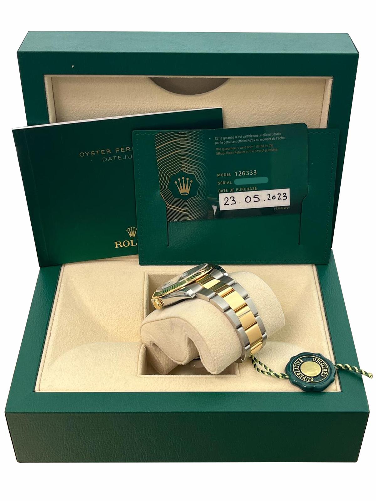 Rolex Datejust 41mm White Index Dial Two-Tone Oyster Bracelet Men's Watch 126333 For Sale 9