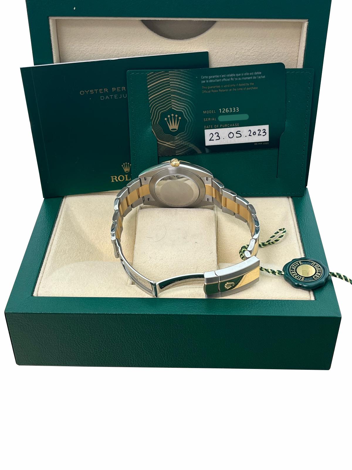 Rolex Datejust 41mm White Index Dial Two-Tone Oyster Bracelet Men's Watch 126333 For Sale 11
