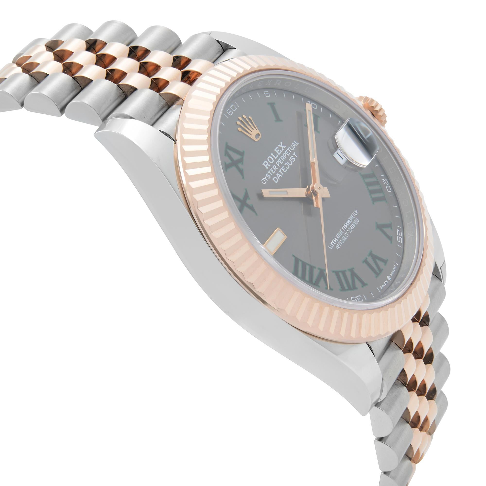 Men's Rolex Datejust Wimbledon 18k Everose Gold Steel Dial Mens Watch 126331GYRJ