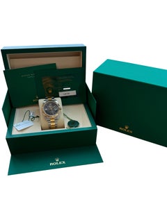 Rolex Datejust 41mm Wimbledon Dial Fluted Bezel Gold Steel Oyster Watch 126333