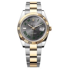 Rolex Datejust 41mm Wimbledon Dial Fluted Bezel Gold Steel Oyster Watch 126333